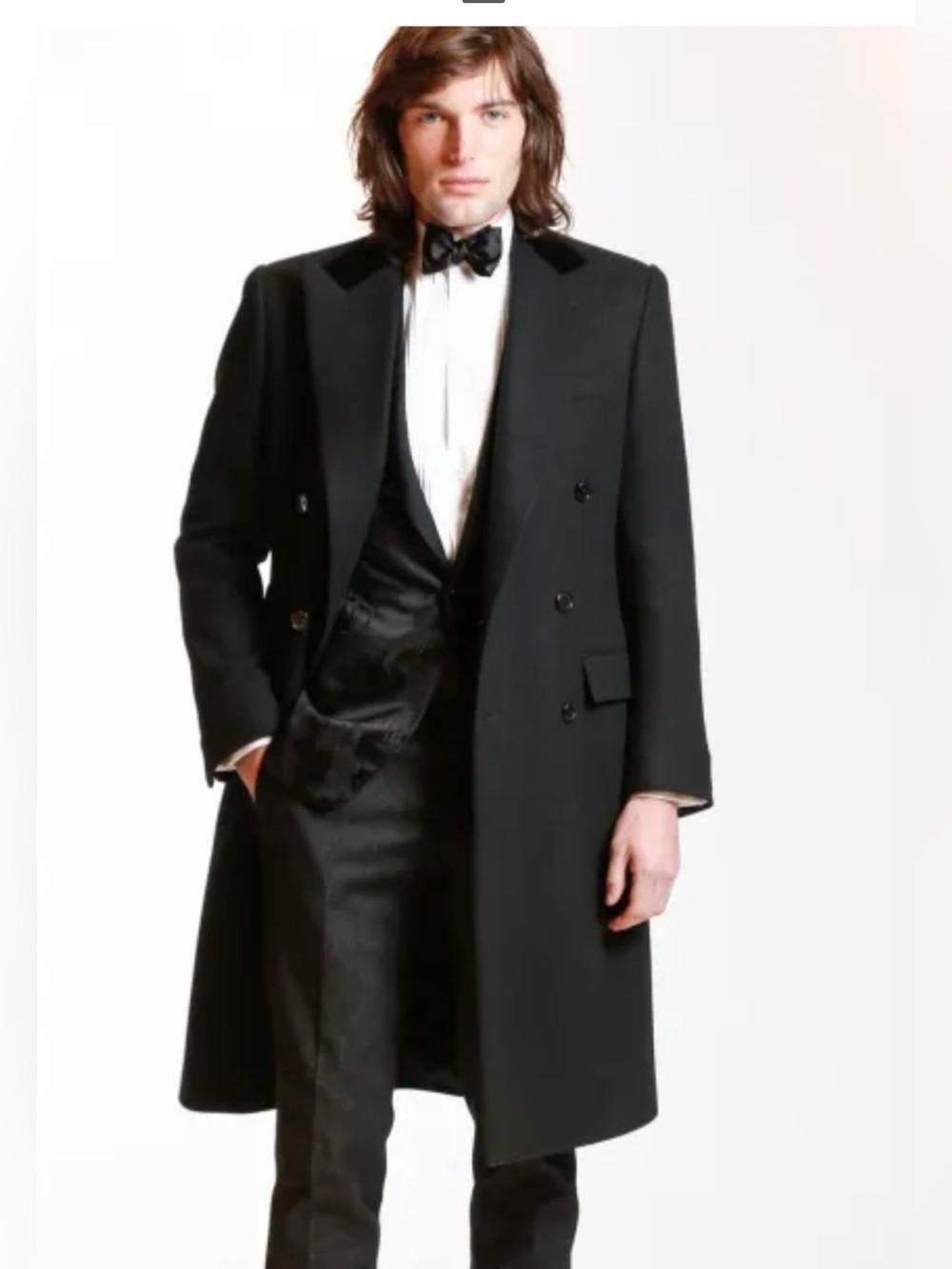 Chaps Ralph Lauren Vintage Black 100% Wool Felt Double Breasted Coat XXL